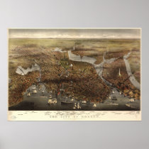 Boston Massachusetts 1873 Antique Panoramic Map Posters