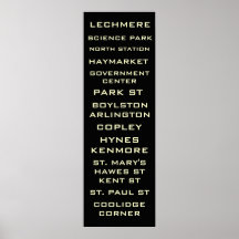 Boston Metro Subway Sign Art - Green Line Poster