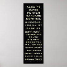 Boston Metro Subway Sign Art - Redline Print