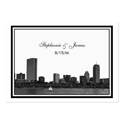 Boston Skyline Etched Framed Escort Cards #2 Business Card Template (front side)