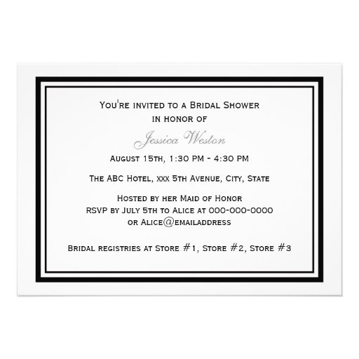 Boston Skyline Etched Framed H Bridal Shower Personalized Invitation