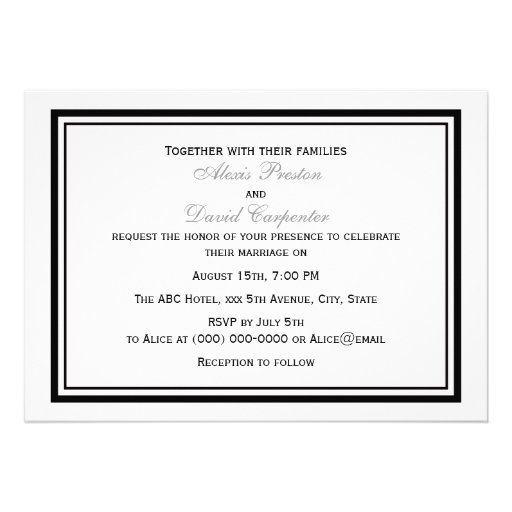 Boston Skyline Etched Framed H Wedding Custom Invitation