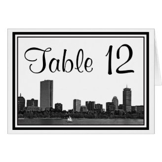 Boston Skyline Etched Framed Table Number Cards