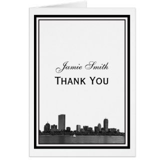 Boston Skyline Etched Framed Thank You Card