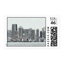 Boston Skyline Sketch--postage