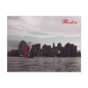 Boston skyline with boat postcards