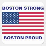 Boston Strong and Proud with Patriotic USA Flag Sticker