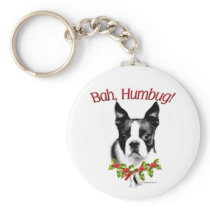 Boston Terrier Bah Humbug Keychain