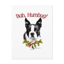 Boston Terrier Bah Humbug postcards