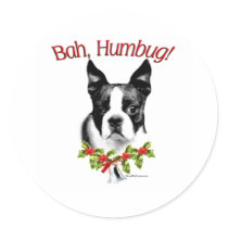 Boston Terrier Bah Humbug - Sticker