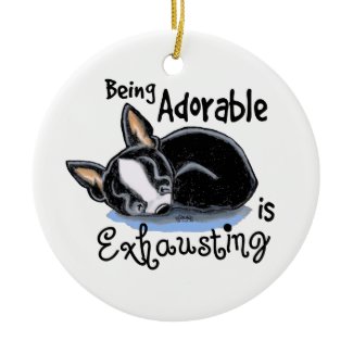 Boston Terrier Being Adorable Christmas Ornament