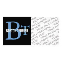 Boston Terrier Breed Monogram Design Personalized Photo Card
