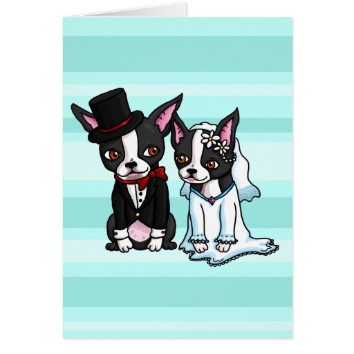 Boston Terrier Bride and Groom Greeting Card