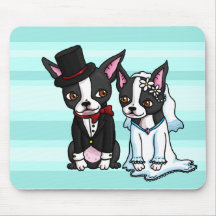 Boston Terrier Bride and Groom Mousepads
