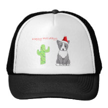 Boston Terrier Cactus Christmas Hats