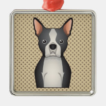 Boston Terrier Cartoon Ornament