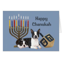 Boston Terrier Chanukah Card Menorah Dreidel1
