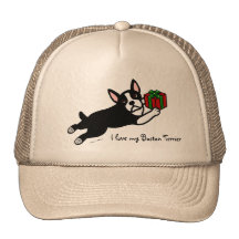 Boston Terrier Christmas 2 Cartoon Hats