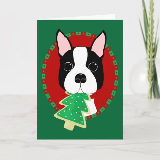 Boston Terrier Christmas card