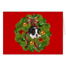 Boston Terrier Christmas Card Wreath