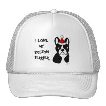 Boston Terrier Christmas Cartoon Hats