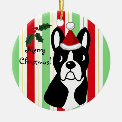 boston terrier christmas cartoon ornament boston terrier christmas cartoon ornament
