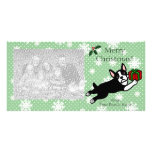 Boston Terrier Christmas Cartoon Photocards Photo Card