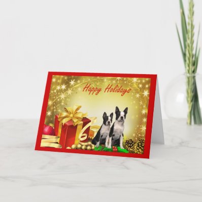 Boston Terrier Christmas Gifts Greeting Card