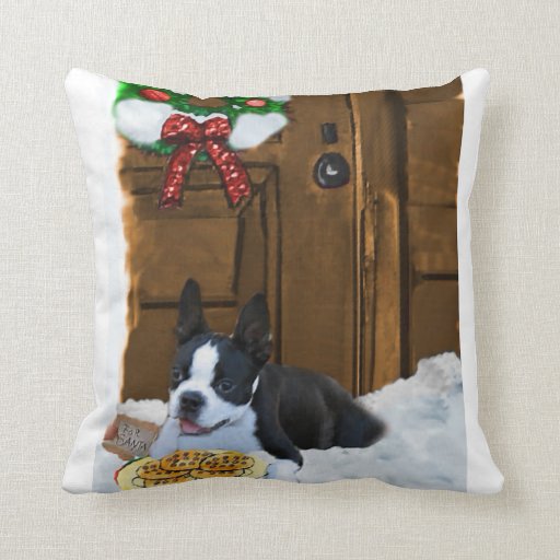 boston terrier christmas gifts throw pillow zazzle boston terrier christmas gifts throw pillow zazzle