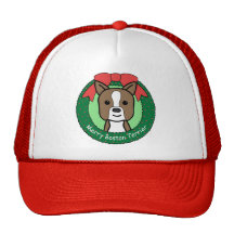 Boston Terrier Christmas Hat