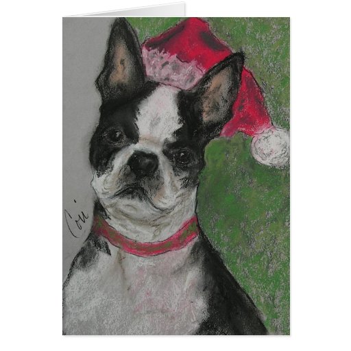 Boston Terrier Christmas Holiday Greeting Card Zazzle