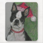 Boston Terrier Christmas Holiday Mousepad