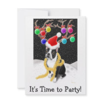 Boston Terrier Christmas invitations