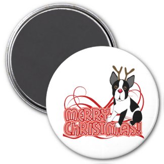 Boston Terrier Christmas magnet