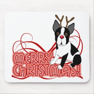 Boston Terrier Christmas mousepad