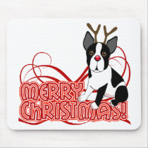 Boston Terrier Christmas Mouse Pad