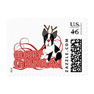 Boston Terrier Christmas stamp
