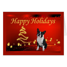 Boston Terrier Christmas Stars Greeting Card