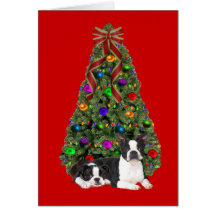 Boston Terrier Christmas Tree Card