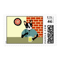 Boston Terrier Dartboard Beer Pub Postage