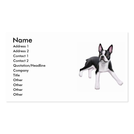 Boston Terrier Dog Business Card (front side)