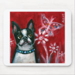 Boston Terrier eyes butterfly Mouse Mat