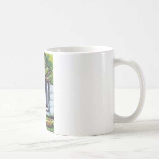Boston Terrier eyes squirrel in tree dog painting Coffee Mugs