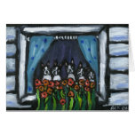 Boston Terrier family in the window Card