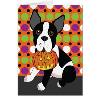 Boston Terrier Halloween Card