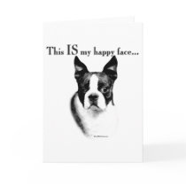 Boston Terrier Happy Face Greeting Cards