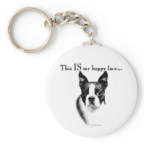 Boston Terrier Happy Face Keychain
