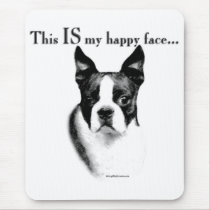 Boston Terrier Happy Face Mouse Pad