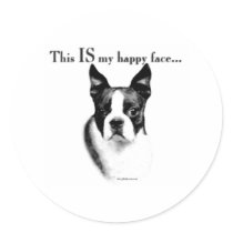 Boston Terrier Happy Face - Sticker