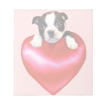 Boston terrier heart memo note pads